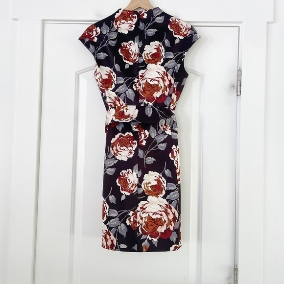 Theory Mod Belted Mini Dress Victorian Floral Satin - 4 - Picture 4 of 9